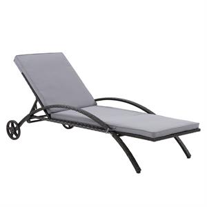 corliving patio sun lounger - black with ash gray fabric cushions