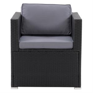 corliving patio sectional armchair - black with gray fabric cushions