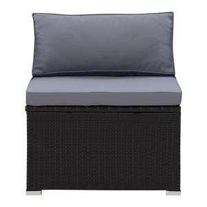 corliving patio sectional middle chair - black with gray fabric cushions