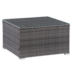 corliving patio square glass top coffee table in blended grey