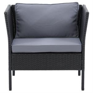 corliving patio armchair - black finish with ash gray cushions