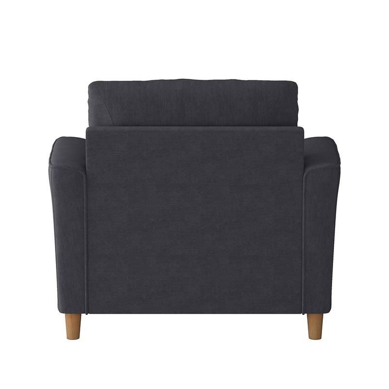 Corliving Georgia Dark Gray Fabric, Gray Leather Chair And A Half