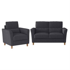 corliving georgia dark gray fabric loveseat sofa and accent chair set - 2pcs