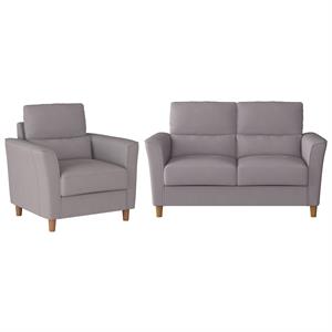 corliving georgia light gray fabric loveseat sofa and accent chair set - 2pcs