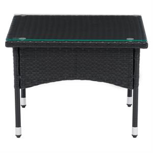 Parksville Black wicker / Rattan and Steel Patio Side Table with Glass Top