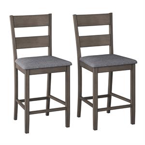 corliving tuscany washed gray wood counter height dining chair - set of 2