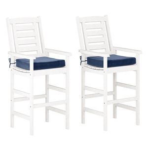 corliving miramar white washed wood outdoor bar height chairs - set of 2