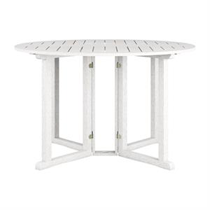 corliving miramar white washed wood outdoor drop leaf dining table