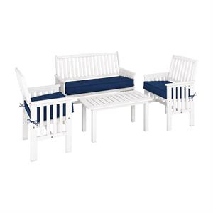 Miramar White Washed Wood 4 Piece Outdoor Seating and Coffee Table Set