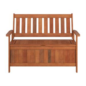 corliving miramar natural hard wood outdoor storage bench