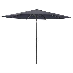 corliving gray fabric led light patio umbrella