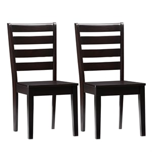 corliving memphis dark brown solid wood dining chairs - set of 2
