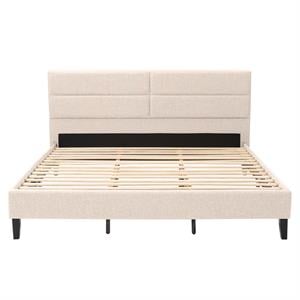 CorLiving Bellevue Cream Fabric Panel Bed - King