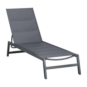 corliving gallant metal reclining lounger - gray polyester mesh