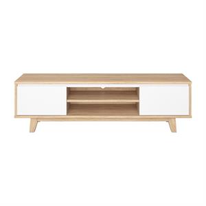 CorLiving White and Brown Wood Grain Finish TV Stand for TV's up to 68