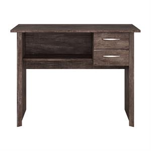 corliving kingston two drawer desk - rustic brown engineered wood