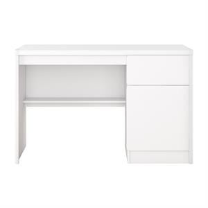 corliving kingston desk with cabinet - classic white engineered wood