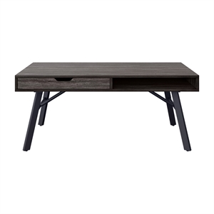 corliving auston modern gray wood grain finish and steel legged coffee table