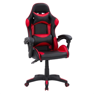 CorLiving Ravagers Vinyl Fabric Gaming Chair in Black and Red