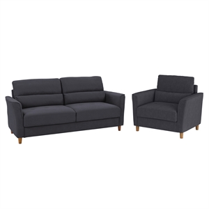 corliving georgia dark gray fabric upholstered chair and sofa set - 2pcs