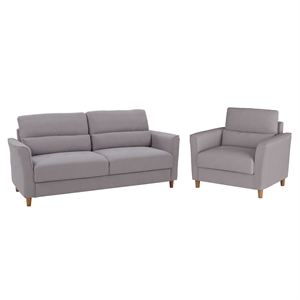 corliving georgia light gray fabric upholstered chair and sofa set - 2pcs