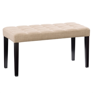 corliving california contemporary fabric tufted bench in beige