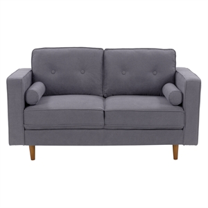 corliving mulberry fabric upholstered modern loveseat in gray
