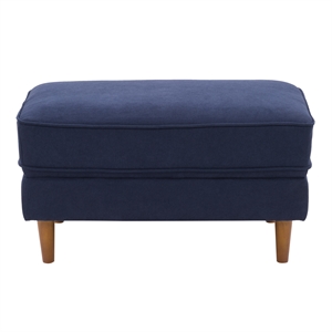 corliving mulberry fabric upholstered modern ottoman in navy blue