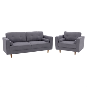 corliving mulberry fabric modern chair and sofa set gray - 2pcs