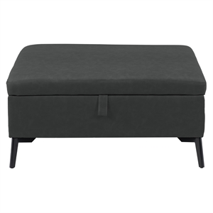 corliving linden square soft touch fabric storage ottoman - black