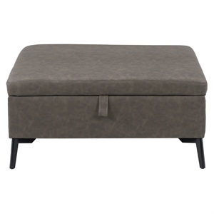 corliving linden square weathered fabric storage ottoman - gray