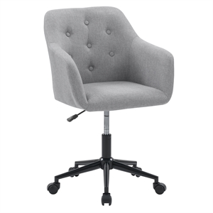 corliving marlowe fabric upholstered button tufted task chair in light gray