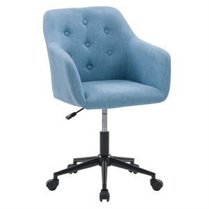 corliving marlowe fabric upholstered button tufted task chair in light blue