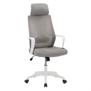 corliving workspace fabric mesh back gray and white office chair