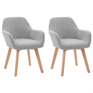 corliving ayla upholstered light gray fabric side chair - set of 2
