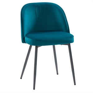 corliving ayla velvet upholstered fabric side chair in teal blue