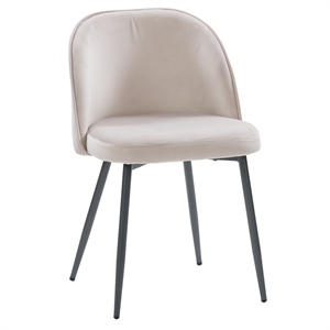 corliving ayla velvet fabric upholstered side chair in beige / gray