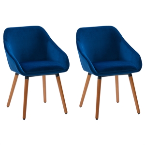 corliving ayla velvet fabric side chair in navy blue - set of 2