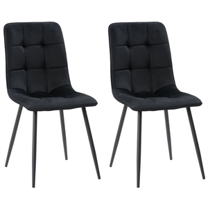 corliving nash black velvet fabric side chair with black legs
