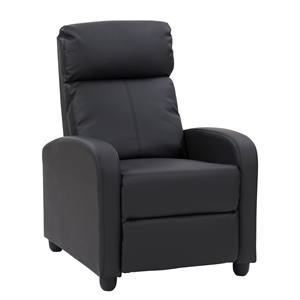 corliving oren soft and premium pu fabric manual recliner in black