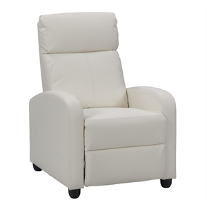 corliving oren soft and premium pu fabric manual recliner in white