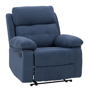corliving oren manual soft high quality fabric recliner in blue