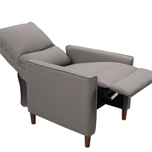 corliving alder manual fabric upholstered recliner in light gray