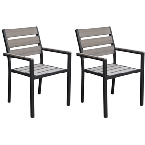 corliving sun bleached black aluminum frame outdoor dining chairs set of 2