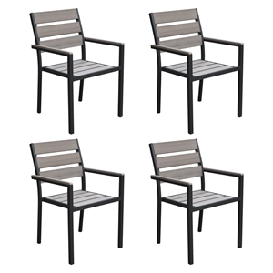 corliving sun bleached black aluminum frame outdoor dining chairs set of 4
