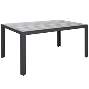CorLiving Sun Bleached Charcoal Aluminum Frame Outdoor Rectangular Dining Table