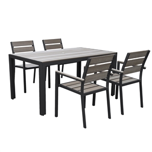 corliving 5pc sun bleached black aluminum frame outdoor dining set