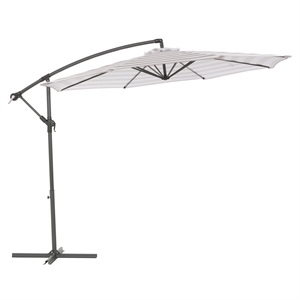 corliving 10ft offset uv resistant umbrella - white /taupe canopy & metal frame