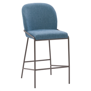 corliving blakeley padded blue fabric counter height barstool