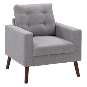 corliving elwood tapered leg high-quality fabric tufted accent chair in gray